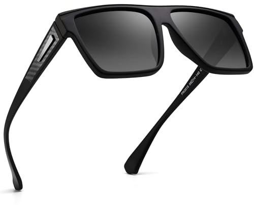 JIM HALO Occhiali da Sole Polarizzati Retro Square per Uomo e Donna, Occhiali da Guida Flat Top Block