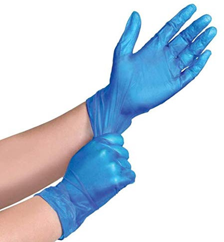 ACCURATE pack of 100 Disposable Vinyl Gloves/Powder Free/Extra Strong/multi-Purpose use Colour - Blue (EXTRA LARGE)