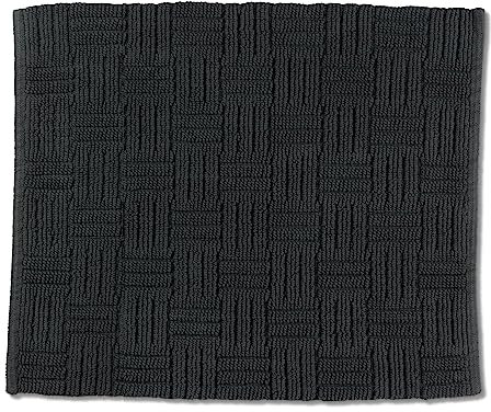 kela Badematte rutschfest 55 x 65 cm LEANA, Badezimmerteppich grau, waschbar, 100% Baumwolle, Badvorleger in Flechtoptik, granitgrau