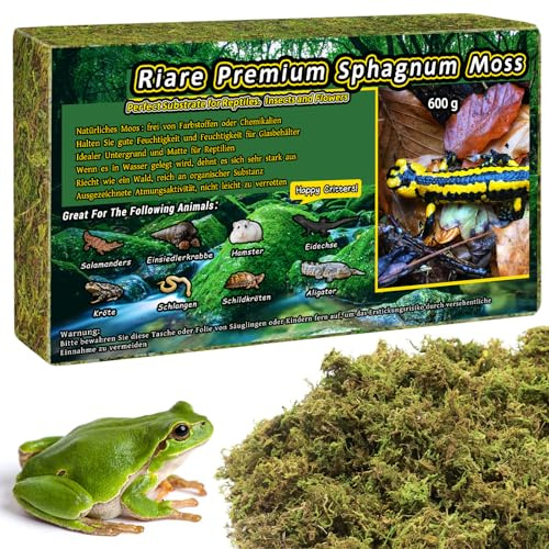 Riare 600g Natural Sphagnum Moss for Reptile,Forest Moss Reptile Substrate for Reptiles & Amphibians Snakes, Gecko, Turtles, Frogs, Leopard