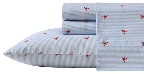 Nautica - Twin XL Sheets, Cotton Percale Bedding Set, Crisp & Cool, Lightweight & Breathable (Lobster Walk, Twin XL)