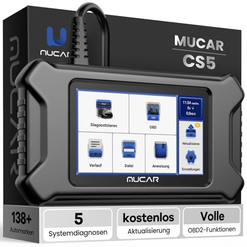 OBD2 Diagnosegerät, MUCAR CS5 Diagnosegerät Auto Mit 5 Systemdiagnosen (Motor/SRS/ABS/BCM/Getriebe), Kfz Diagnosegerät Mit AutoVIN-Service, Android 7.0, Kostenlose Nutzung
