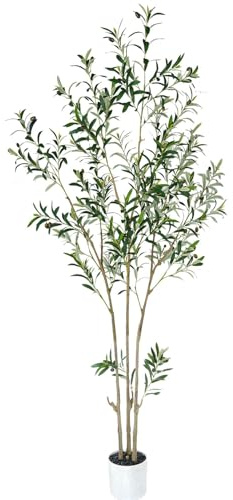 Zvezvia Olivträd, 210 cm, artificiell växt, stort konstgjort olivträd, konstträd, som äkta, dekoration för vardagsrum, sovrum, kontor, trädgård och balkong, för inomhus och utomhus, inflyttningsgåva