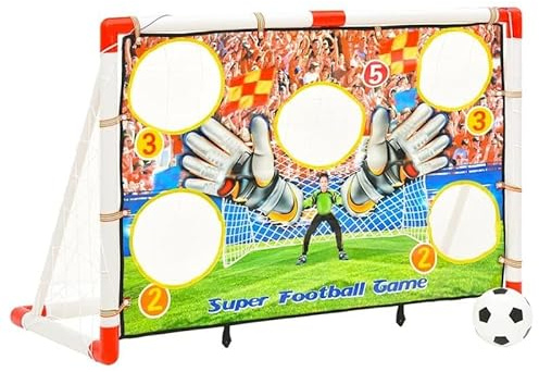 Kit de but de football avec mur de but 120 x 51 x 77,5 cm – Structure robuste en polypropylène et PS pour l'entraînement de football dans le jardin – Cônes de marquage pour enfants et adultes – Idéal