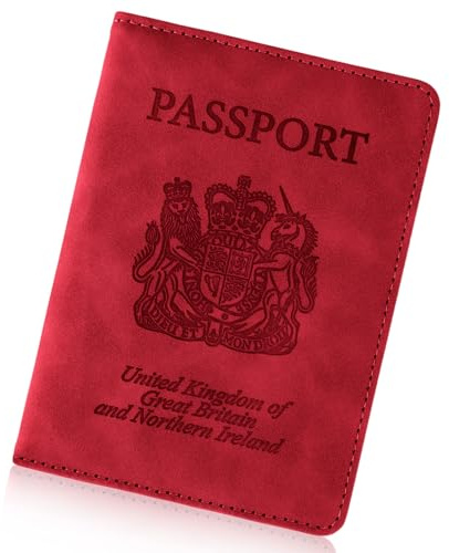 Cinocratic Passport Holder for Travel Accessories,RFID Blocking PU Leather Passport Cover Wallet Card Case for Men and Women (Red)