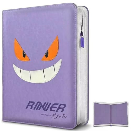 9 Pocket Trading Card Zip Binder, 540 Cards, 30 Side-Loading Pages, Premium Eco-friendly and pollution-free Album Material, Folder for Collectible Games, TCG (Purple)