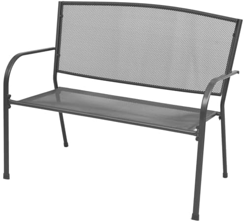 mtlskopl Banco de jardín de 108 cm, de acero antracita, con malla metálica, diseño industrial moderno, antioxidante, para terraza, balcón, salón, cocina, banco de esquina para