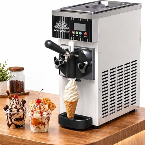 menglanchang Soft Serve Ice Cream Machine for Home&Commerce-450w Countertop Single Flavor Maker, 4-5L/H Yield, with 2.5l Material Box&1 L Freezer Box,LCD Panel,Auto Clean White