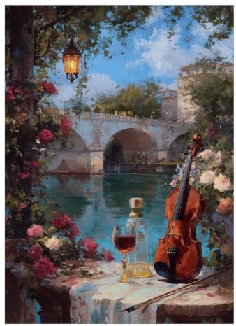 Violoncelle Pont Vin Puzzle, 1000 Pièces Jeu D'intérieur Adulte | 52x38cm Amateurs D'art, Cadeau D'anniversaire, Papier, Interaction Familiale, Finition Lisse