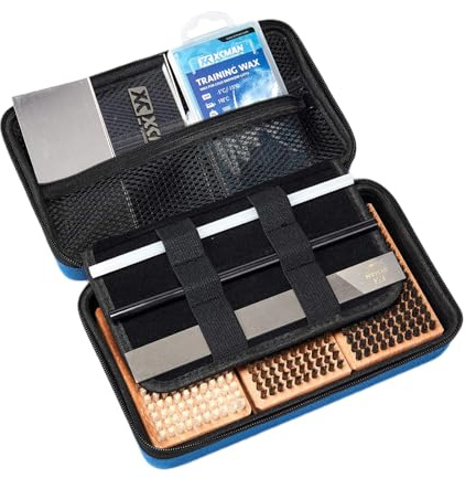 XCMAN Ski Snowboard Waxing Tuning Complete Brush Kit - Nylon,Brass,Horsehair Brush Metal Scraper Wax Scraper and Ptex, Flate File