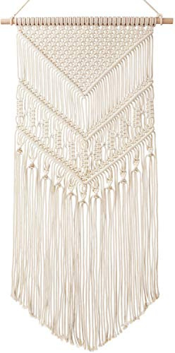 Mkono Macrame Wall Hanging Art Woven Boho Home Décor, Geometric Beautiful Yarn Tapestry Wall Decor for Bedroom, Nursery, Apartment, Dorm Decoration, Christmas Gift for Teen Girl Mom, 17 W x 33 L