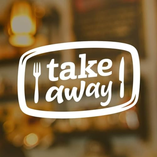 Cartello da asporto per finestra in vinile adesivo per porta arte cucina bar ristorante take away negozio ufficio caffè decorazione targa vintage poster parete adesivi menù lettere forchetta
