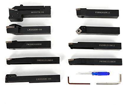 OUKANING 9Pcs Utensile per tornitura in Metallo Duro Utensile per tornitura 20X20mm Tornio Strumento Machine Clamp