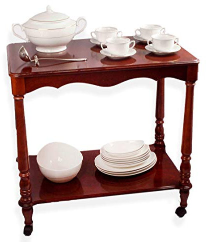 FranquiHOgar Mesa Carrito de Servicio Auxiliar de Madera con Ruedas y Bandeja para Cocina y Comedor Vintage 2 Niveles | Tamaño: 80 x 50 x 75 cm Toledo