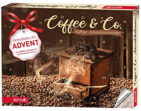 ROTH Kaffeadventskalender Coffee & Co. 2022 fylld med kaffenjutning och tillbehör, kalendrar för kaffesorter till jul