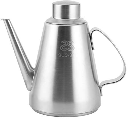 Buachois 600 ml oljekanna för matolja med lång öppning, rostfritt stål, oljeflaska, vinäger och olja, dispenser, oljedispenser, olivolja, flaska för kök, café, hotell och restaurang