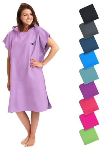 Fit-Flip Changing Robe - Microfibre Swim and Surf Poncho – Beach Robes Adult - Quick Dry Hooded Swimming Towel for Men and Women - size L, Lilac