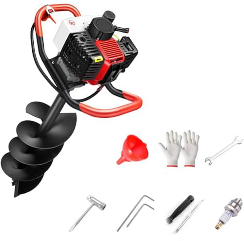 GBHJJ 158CC 2 Tiempos, barrena de Tierra de Gasolina, Juego de Máquina Ahoyadora con Brocas Barrenas Herramineta Taladradora Perforadora de Suelo Tierra de Acero,158CC/5