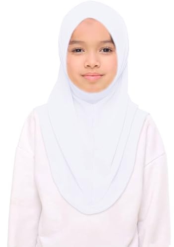 Girls Plain Islamic Hijab, Kids Instant Headscarf Readymade Pull On Scarf, No Pins Needed, Lightweight Soft & Durable, Ideal For Any Occassion School, Nursery, Sports, Prayer Hijab