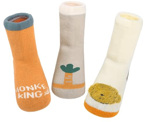 ANIMQUE Bebé Calcetines Invierno para 0-3 Años Niños Niñas Recien Nacidos Calcetines Suave Grueso Algodón Cálido Calcetines de Becerro Animal Motivo 3 Pares