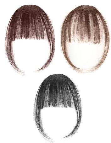 AORHOFJ 3pcs Frange Cheveux Clip en Frange Extensions de Cheveux Humains Visage Plat Frange Frange Cheveux Humains Pièces pour Femmes Blond，Frange a Clip Cheveux Naturel，Frange