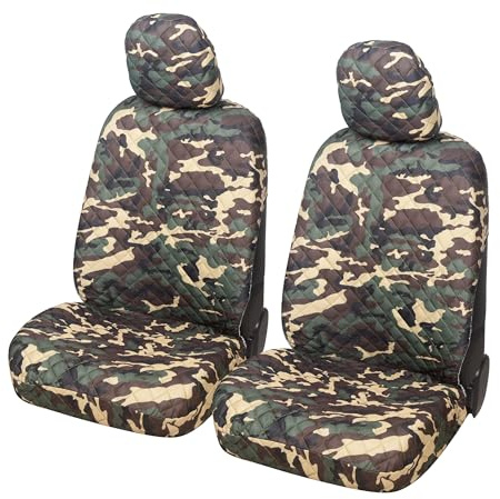 Auto Accessori Lupex A22 Coprisedili auto universali, anteriori e posteriori (Coppia Anteriore, Mimetico Verde)