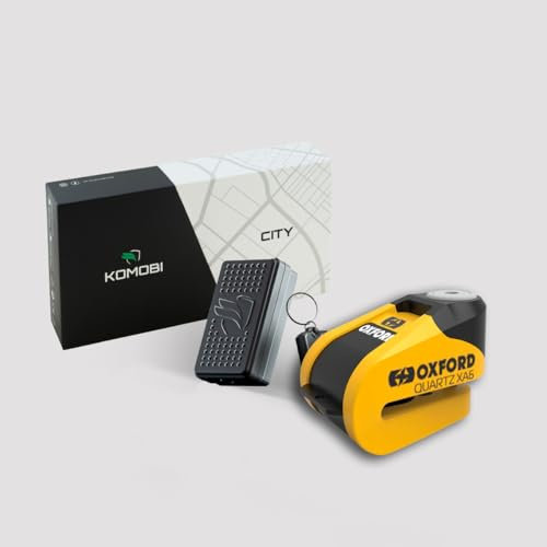 KOMOBI City Lock | Localizador GPS para Moto con Alarma | GPS para Motocicleta con Asistencia en Accidentes y Alerta Telefónica | Sistema antirrobo con Aviso al móvil | Candado antirrobo Incluido
