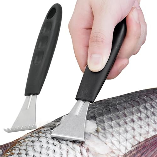 2 Pièces Grattoir À Écailles De Poisson en Acier Inoxydable, Grattoir À Couteau À Poisson Enlever Les Écailles De Poisson, Ecailleur De Poisson Remover avec Poignée Élimine