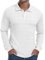 Sailwind Polo Shirts for Men Long Sleeve Tops Texture Knitted Polo Golf Work T Shirt with Buttons (White, L)