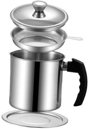 PRETYZOOM Contenedor De Aceite Filtro De Acero Inoxidable 1,3 Litros, Botella De Aceite Tapa, Resistente Oxidación, Para Uso Doméstico Cocina