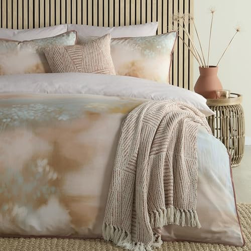 Appletree - Terracotta & Dusky Green Sky Duvet Cover - King Bedding Size (230 x 220cm) - 100% Cotton - 2 Pillowcases - Cloudy Sky Duvet Cover - Sky Ombre Bedding in Natural - Sky Ombre Duvet Cover