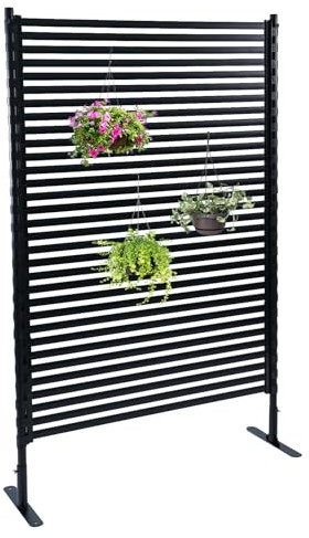 Yotoworth Outdoor Privacy Screen,4ft W x 6ft H Metal Black