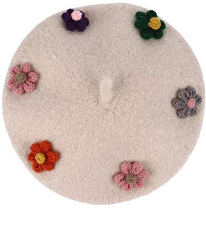 DEARMAMY Cappello Basco per Bambine Caldo Berretto di Lana per Ragazzi E Ragazze Berretto A Fiori Cappello di Lana alla Moda