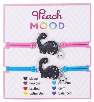 KEQAR Pulsera Amistad Niños, Pulseras de Humor para Niñas, con Dinosaurio, que Cambian de Color, Trenzada Ajustables Como Regalo Cumpleaños, Accesorio Elegante, Material Duradero, Uso Diario