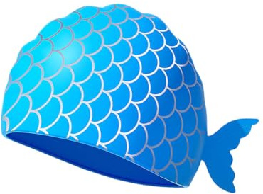 OHREN 1 Pièce Bonnet de Bain Enfant Imperméable et Élastique en Silicone pour Fille - Motif Sirène