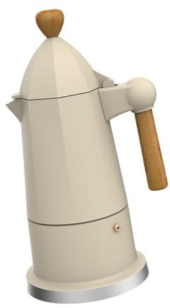 FytStycale Hervidor de Café Italian con Mango de Madera Cafetera Compacta Cafetera Octogonal Espresso para Office Cafe Viajando, Blanco, tal como se describe