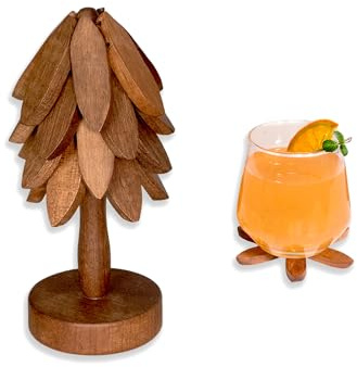 Yuoyar Dessous de Verre en Bois en Forme d'arbre – Ensemble de Dessous de Verre en Bois pour Table Basse – Décoration de Table de Cuisine