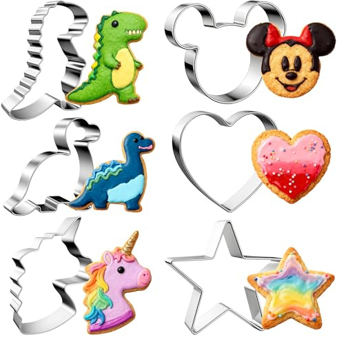 MINO ANT Stainless Steel Cookie Cutters, Mickey Unicorn Dinosaur Heart Star Cookie Cutters, Metal Biscuit Cutter Molds for Baking or Valentine's Day Christmas Holiday Party Decorations