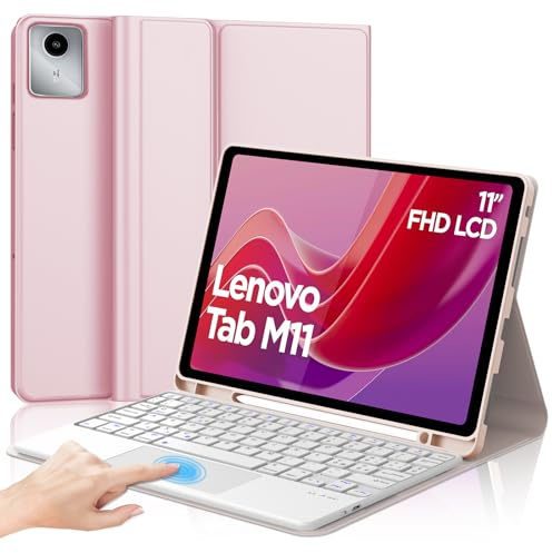 JADEMALL Tastiera con Trackpad per Lenovo Tab M11 11 2024, Italiano QWERTY Tastiera Bluetooth Magnetica Staccabile con Touchpad per Lenovo Tab M11 11 Pollici 2024, Rosa