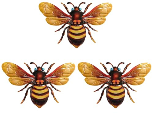 Bee Home Decor, Wall Art, Outdoor Sculpture with Rust Proof Material, Weather Resistant Decoration with Sturdy Design, Garden Accessory, Wall Ornament for Fence Front Door Nursery Indoor Outdoor