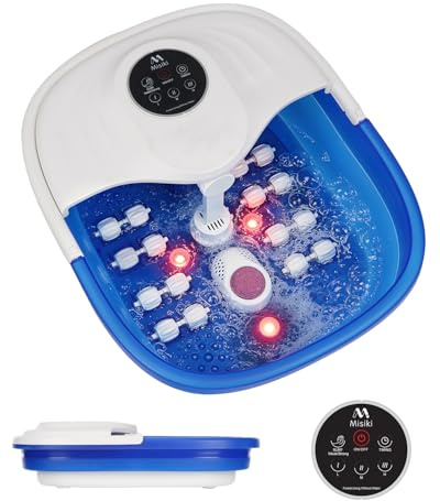 Misiki Collapsible Foot Spa Bath with Heat, Fits Men Size 12 (Royal Blue)