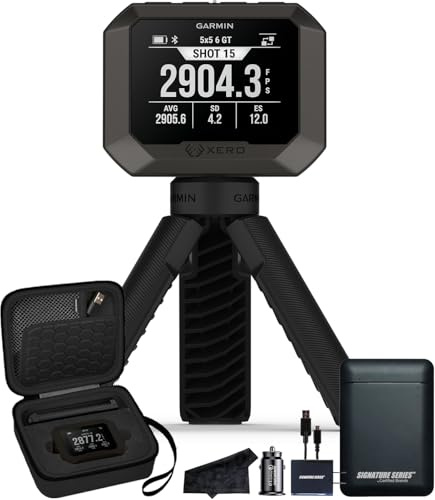 Garmin Xero C2 Chronographe balistique | Chronographe compact et fiable qui suit jusqu'à 10 prises par seconde, lectures instantanées de 100 à 5000 fps avec trépied et étui Siganture Series