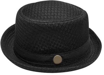 pvucpot Chapeau en Paille Pork Pie Homme Femmes - Chapeau de Soleil d'été Respirante Chapeaux Melon Casquettes de Plage Jazz Hat Printemps Ete
