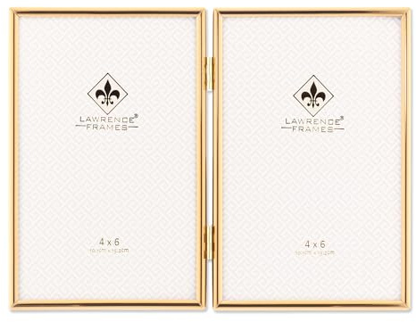 Lawrence Frames Hinged Simply Gold Metal Picture Frame, 4x6 Double