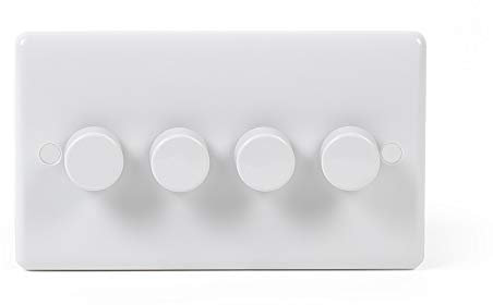 Lieber Silk White 4 Gang 2 Way Trailing Edge LED Dimmer Switch 250W - Curved Edge