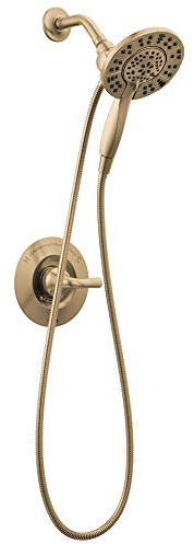 Delta Faucet Arvo 14 Series Single-Handle Shower Faucet, Shower Trim Kit with 4-Spray In2ition 2-in-1 Dual Hand Held Shower Head with Hose, Champagne Bronze 142840-CZ-I (Valve Included)