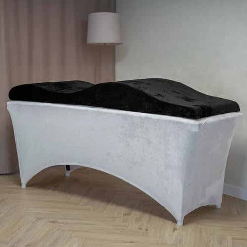 Untitled Wave Matratze (Curved Topper) mit Memory Foam 190x70 für Kosmetikliege, Massageliege, mit Bezug aus Velours | für Wimpernverlängerungen, PMU - Schwarz