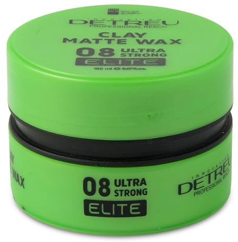 Detreu Styling Haarwachs | Matt-Effekt & Starker Halt | Langanhaltender natürlicher Look ohne fettigen Glanz | Angenehmer Vanille-Apfel-Duft | Haar-Wax für Haare & Bart 150 ml (Elite - Grün)