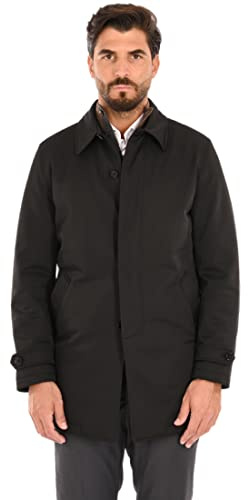 Ciabalù Trench Uomo Invernale Impermeabile Soprabito Elegante Imbottito Cappotto Lungo Sartoriale (52, Nero)