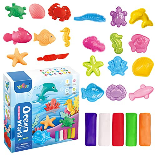 Zubehör Dinosaurier Knetwerkzeug Set ab 2 3 4 5Jahre,Intelligente Knete Set mit 6 Dino Werkzeuge,DIY knetwerkzeug Dinosaurier Kinderspielzeug Knete Zubehör Set für Kinder Jungen Mädchen Geschenk